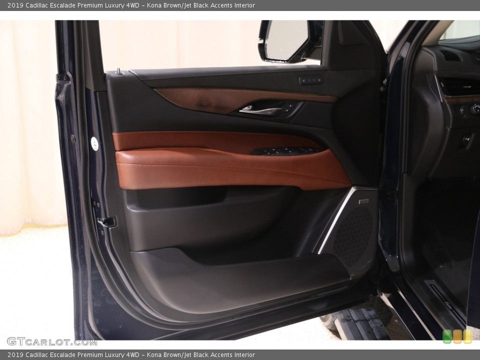 Kona Brown/Jet Black Accents Interior Door Panel for the 2019 Cadillac Escalade Premium Luxury 4WD #138524058