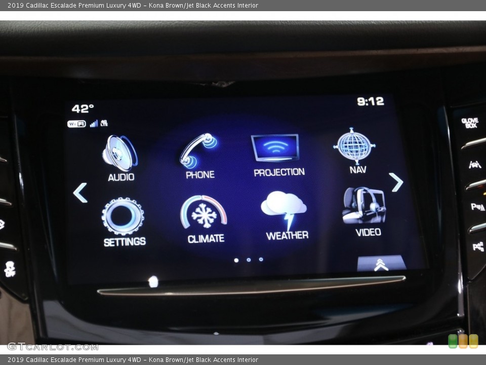 Kona Brown/Jet Black Accents Interior Controls for the 2019 Cadillac Escalade Premium Luxury 4WD #138524184