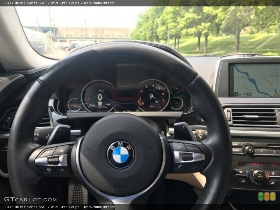 Ivory White Interior Steering Wheel for the 2014 BMW 6 Series 650i xDrive Gran Coupe #138554976