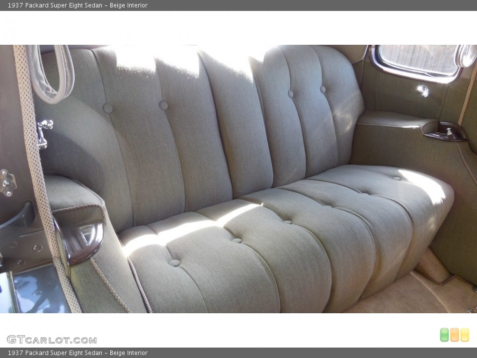 Beige Interior Rear Seat for the 1937 Packard Super Eight Sedan #138559263