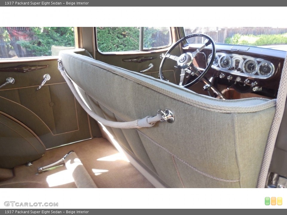 Beige Interior Rear Seat for the 1937 Packard Super Eight Sedan #138559281