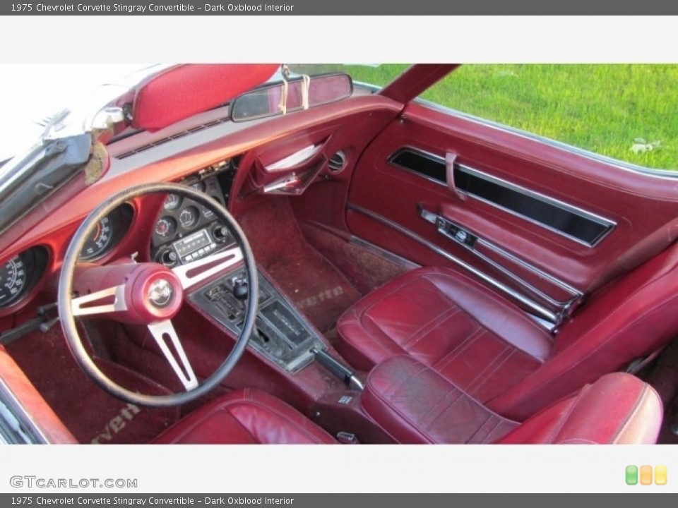Dark Oxblood Interior Photo for the 1975 Chevrolet Corvette Stingray Convertible #138596970