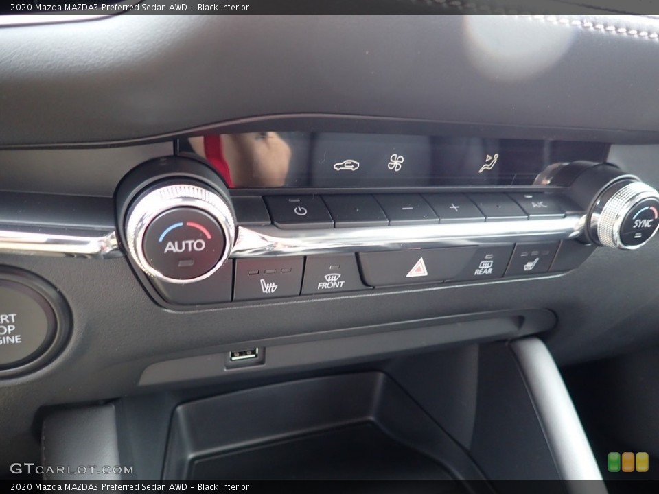 Black Interior Controls for the 2020 Mazda MAZDA3 Preferred Sedan AWD #138613326