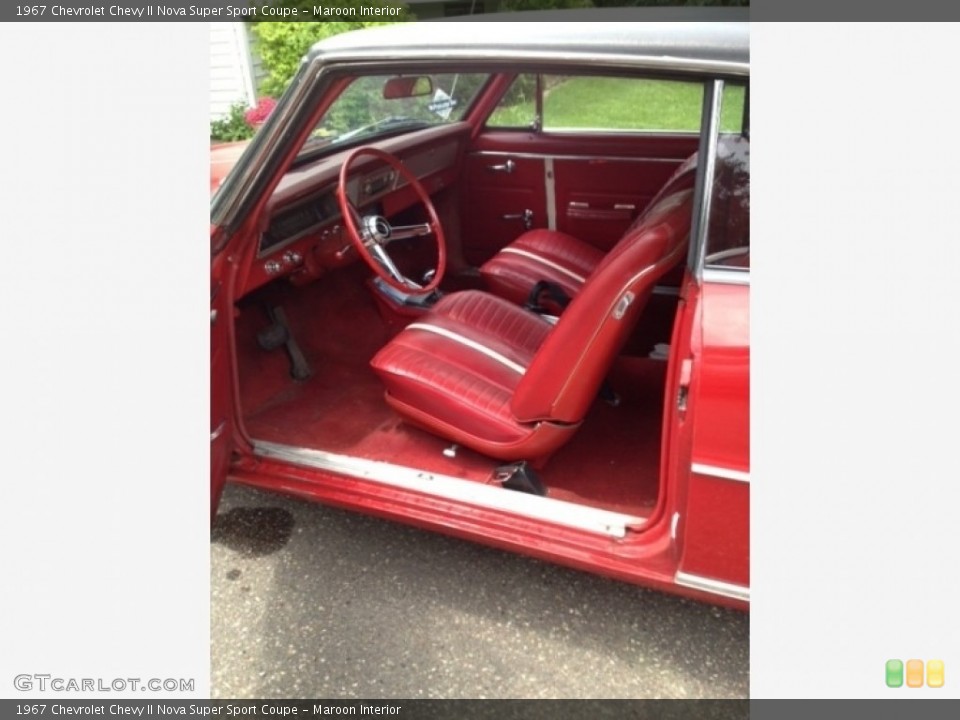 Maroon Interior Photo for the 1967 Chevrolet Chevy II Nova Super Sport Coupe #138663498