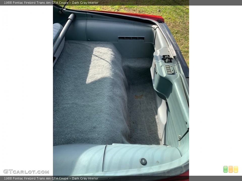Dark Gray Interior Trunk for the 1988 Pontiac Firebird Trans Am GTA Coupe #138705000