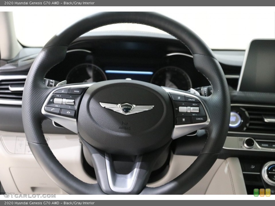 Black/Gray Interior Steering Wheel for the 2020 Hyundai Genesis G70 AWD #138725874