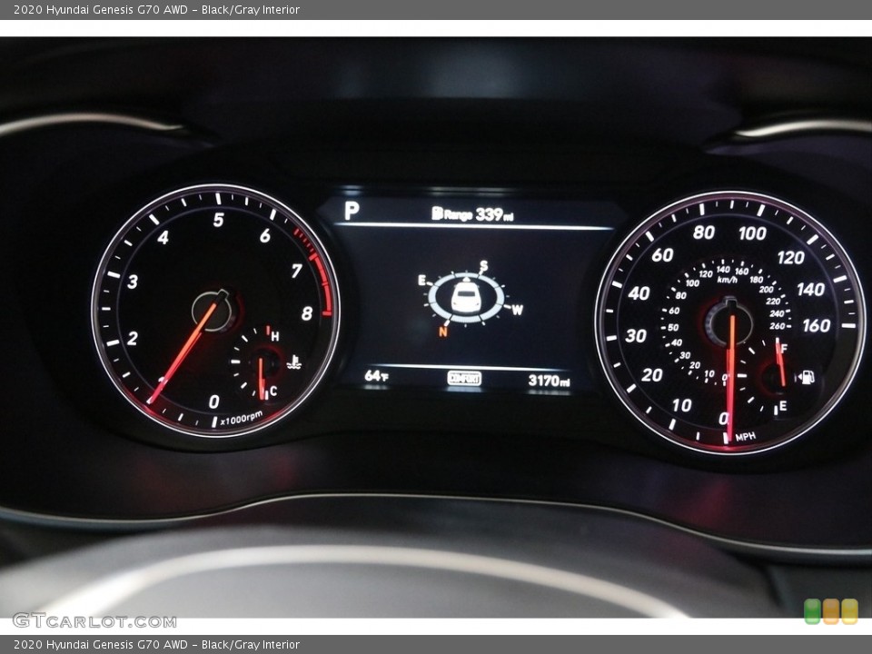 Black/Gray Interior Gauges for the 2020 Hyundai Genesis G70 AWD #138725883