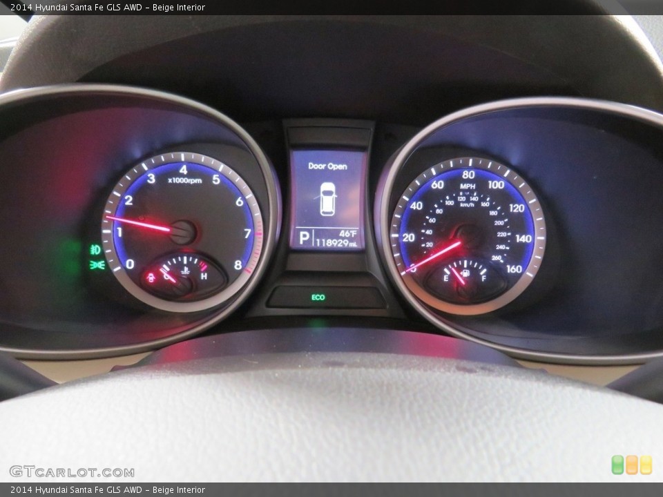 Beige Interior Gauges for the 2014 Hyundai Santa Fe GLS AWD #138735366