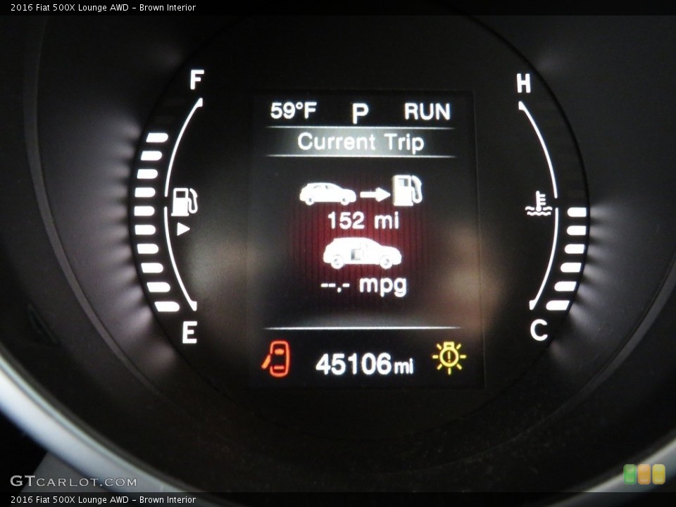 Brown Interior Gauges for the 2016 Fiat 500X Lounge AWD #138737337