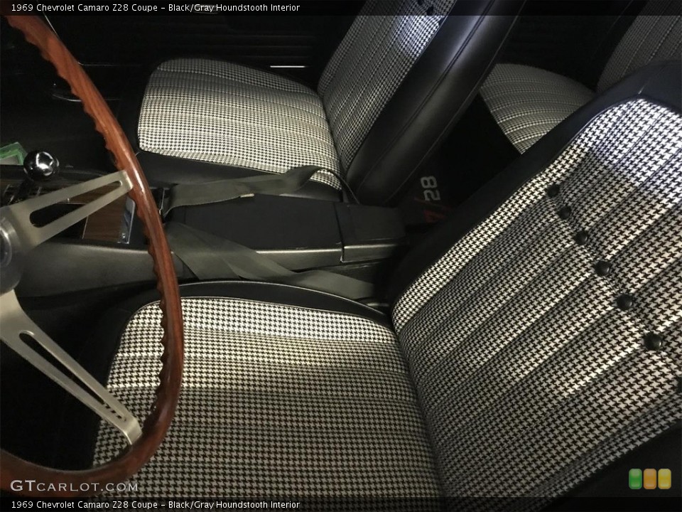 Black/Gray Houndstooth Interior Front Seat for the 1969 Chevrolet Camaro Z28 Coupe #138737346