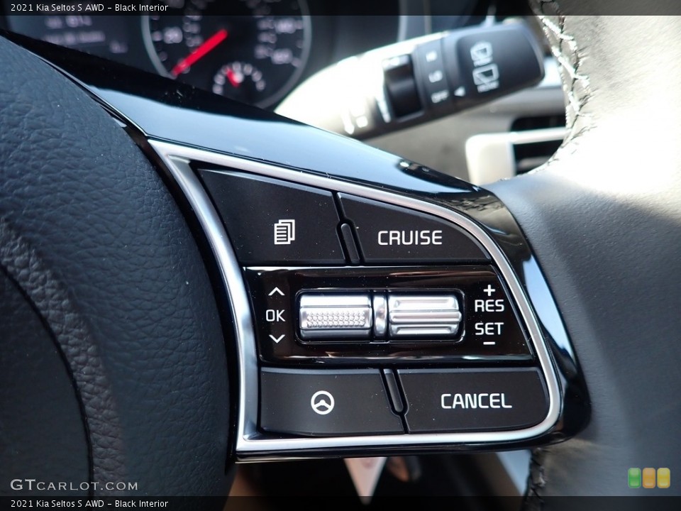 Black Interior Steering Wheel for the 2021 Kia Seltos S AWD #138807356