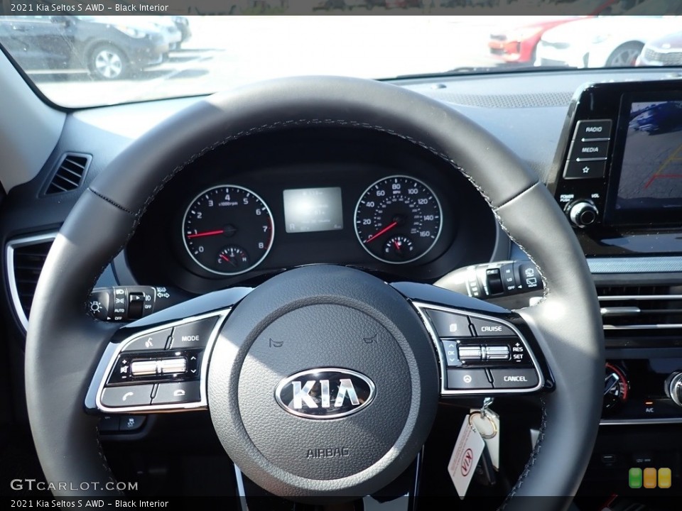 Black Interior Steering Wheel for the 2021 Kia Seltos S AWD #138807409