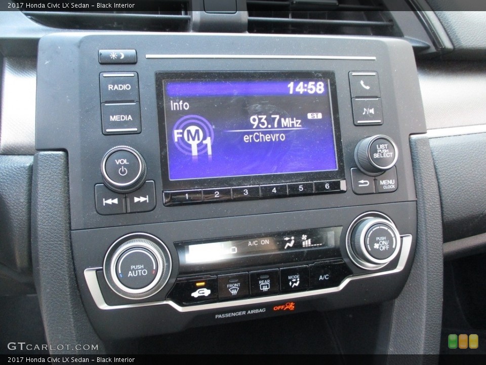 Black Interior Controls for the 2017 Honda Civic LX Sedan #138820415