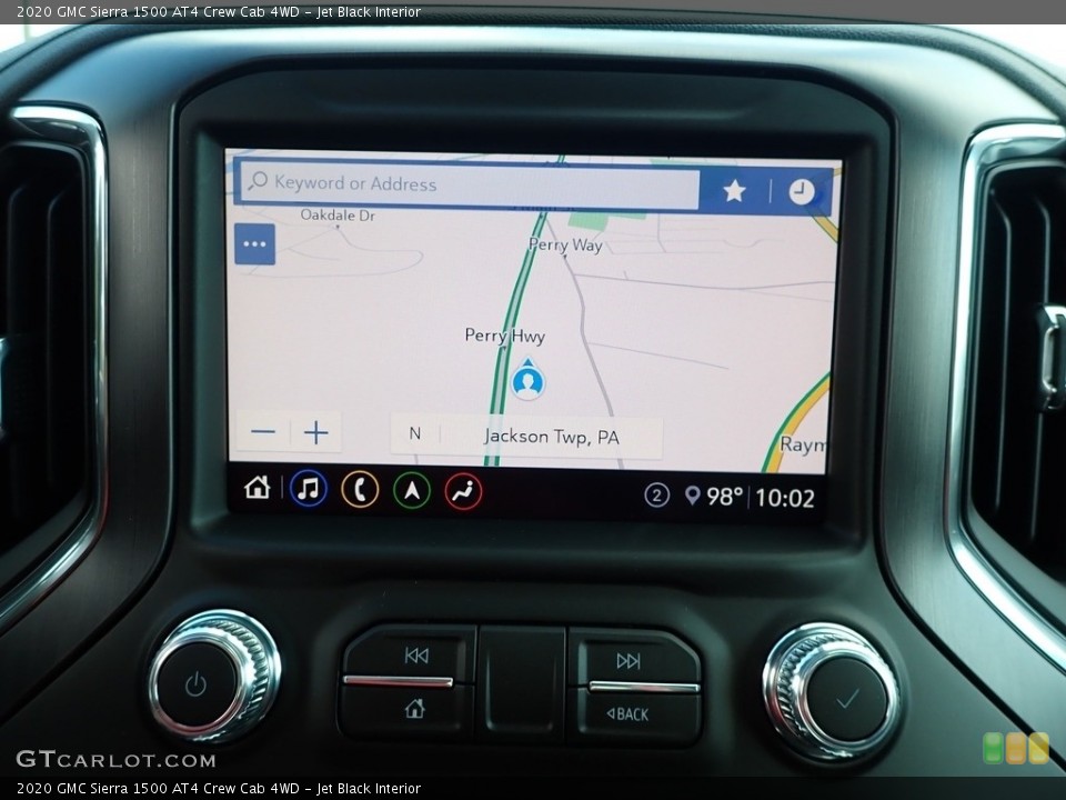 Jet Black Interior Navigation for the 2020 GMC Sierra 1500 AT4 Crew Cab 4WD #138841325