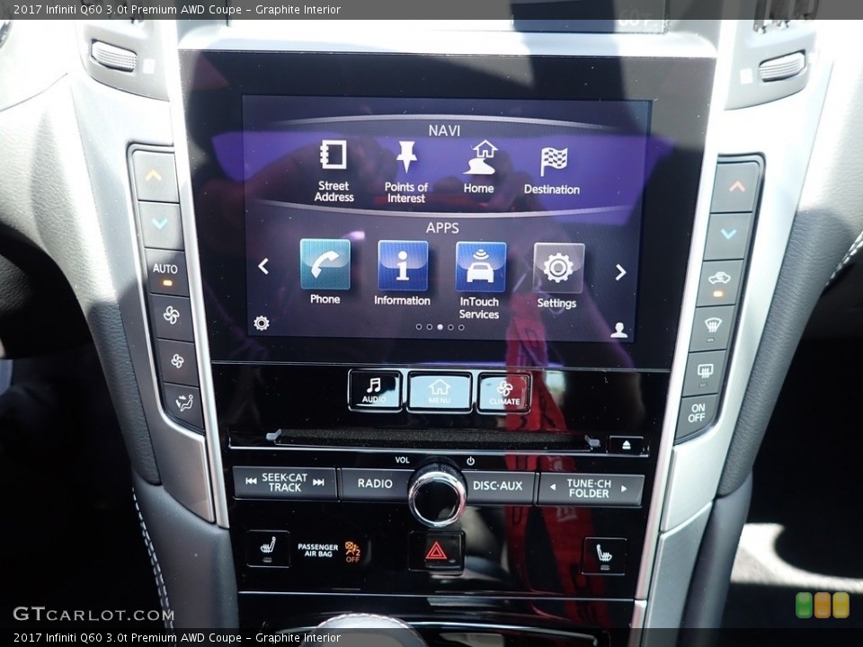 Graphite Interior Controls for the 2017 Infiniti Q60 3.0t Premium AWD Coupe #138913682