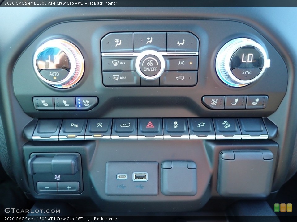 Jet Black Interior Controls for the 2020 GMC Sierra 1500 AT4 Crew Cab 4WD #138995768