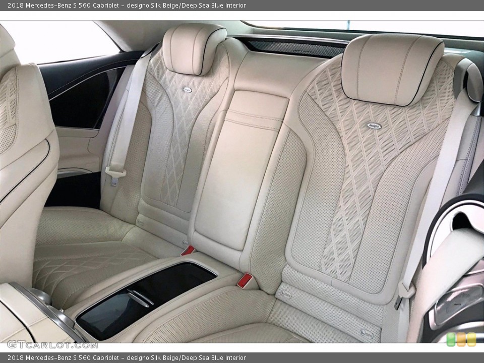 designo Silk Beige/Deep Sea Blue Interior Rear Seat for the 2018 Mercedes-Benz S 560 Cabriolet #139000673