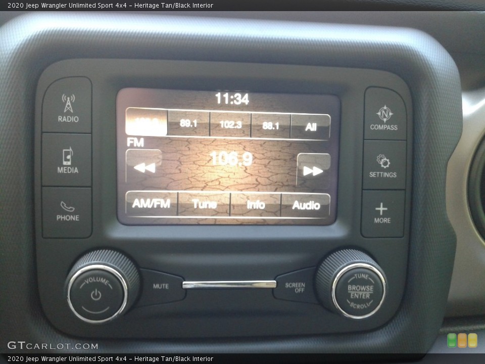 Heritage Tan/Black Interior Controls for the 2020 Jeep Wrangler Unlimited Sport 4x4 #139003022