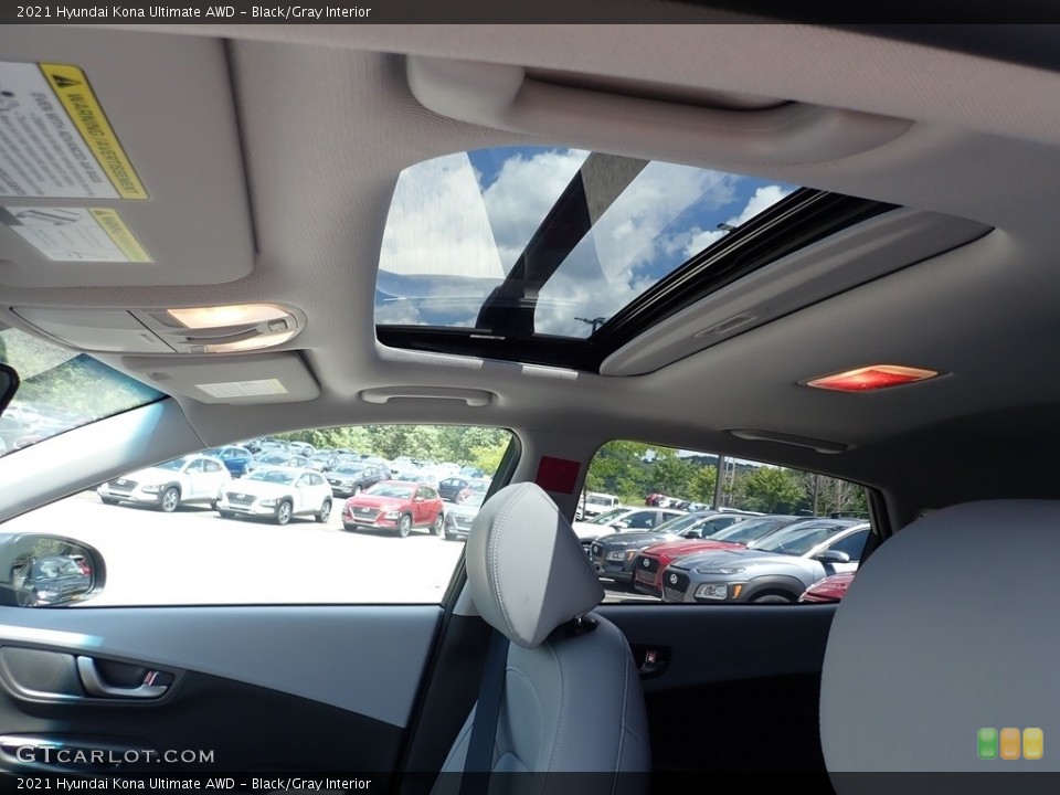 Black/Gray Interior Sunroof for the 2021 Hyundai Kona Ultimate AWD #139007921