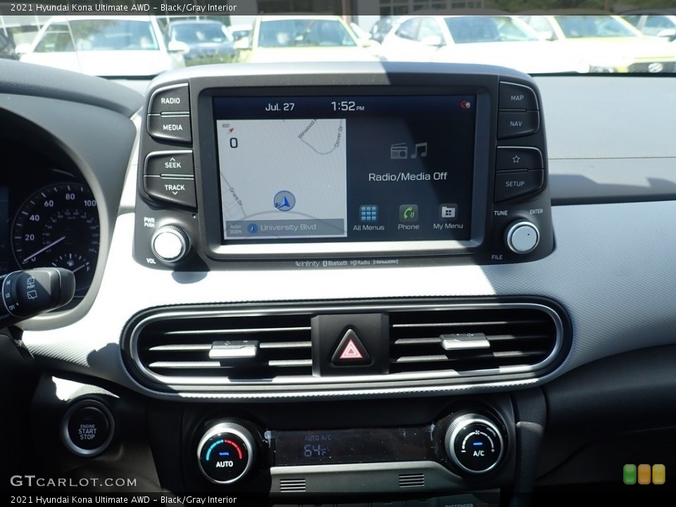 Black/Gray Interior Controls for the 2021 Hyundai Kona Ultimate AWD #139007943