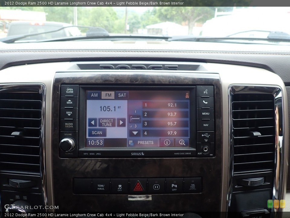 Light Pebble Beige/Bark Brown Interior Controls for the 2012 Dodge Ram 2500 HD Laramie Longhorn Crew Cab 4x4 #139024304