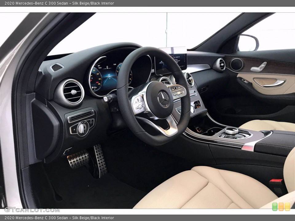 Silk Beige/Black Interior Front Seat for the 2020 Mercedes-Benz C 300 Sedan #139086304