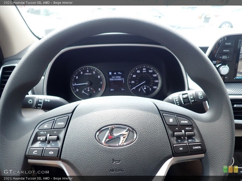 Beige Interior Steering Wheel for the 2021 Hyundai Tucson SEL AWD #139105486