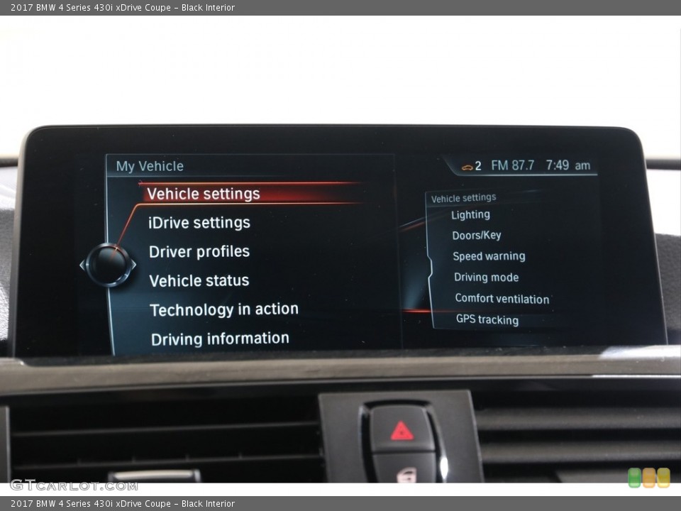 Black Interior Controls for the 2017 BMW 4 Series 430i xDrive Coupe #139117618