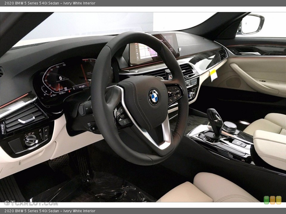 Ivory White Interior Steering Wheel for the 2020 BMW 5 Series 540i Sedan #139120870