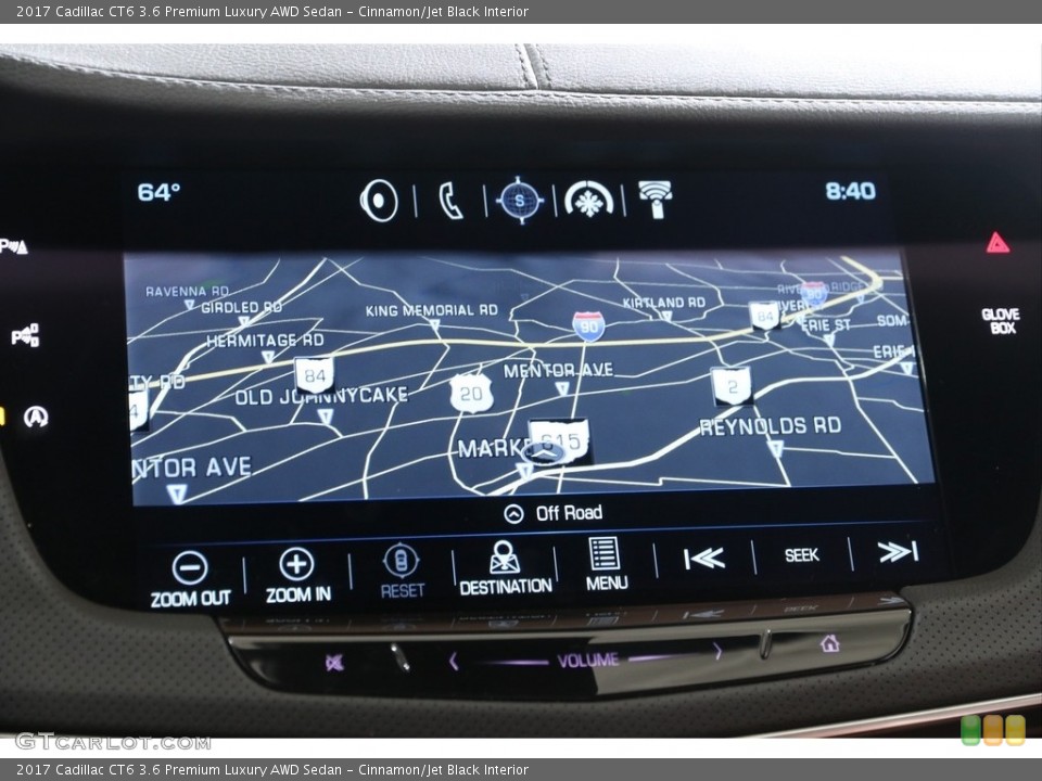 Cinnamon/Jet Black Interior Navigation for the 2017 Cadillac CT6 3.6 Premium Luxury AWD Sedan #139155166