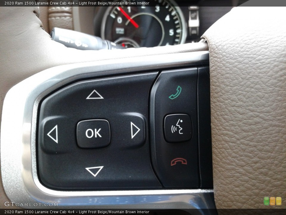 Light Frost Beige/Mountain Brown Interior Steering Wheel for the 2020 Ram 1500 Laramie Crew Cab 4x4 #139159153