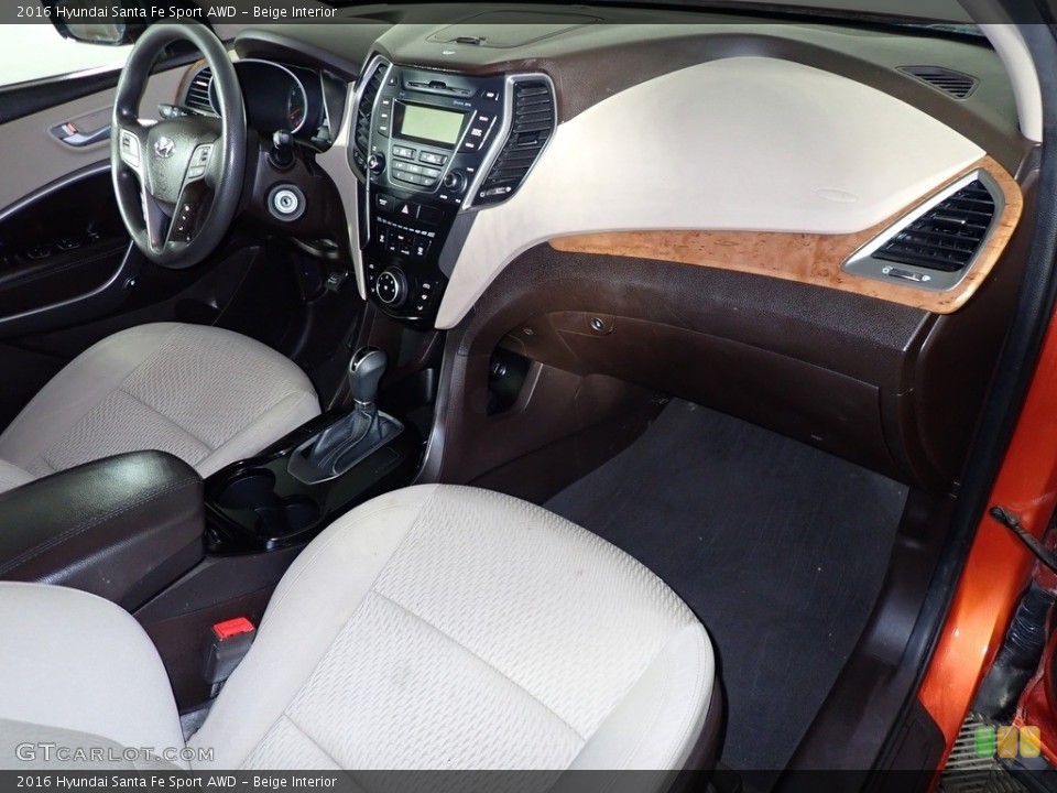 Beige Interior Dashboard for the 2016 Hyundai Santa Fe Sport AWD #139328108