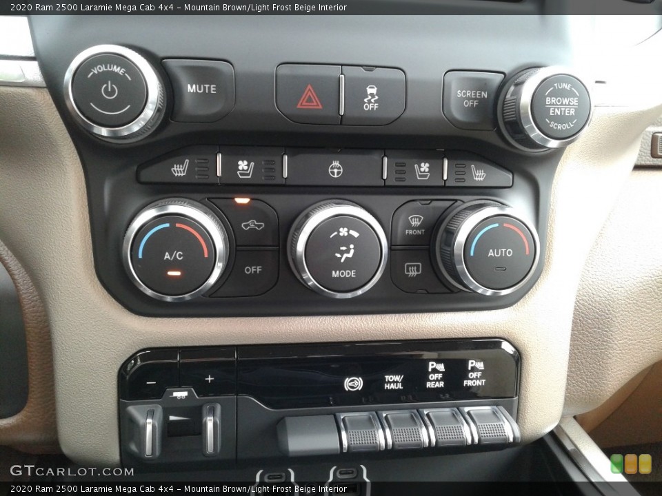 Mountain Brown/Light Frost Beige Interior Controls for the 2020 Ram 2500 Laramie Mega Cab 4x4 #139329776