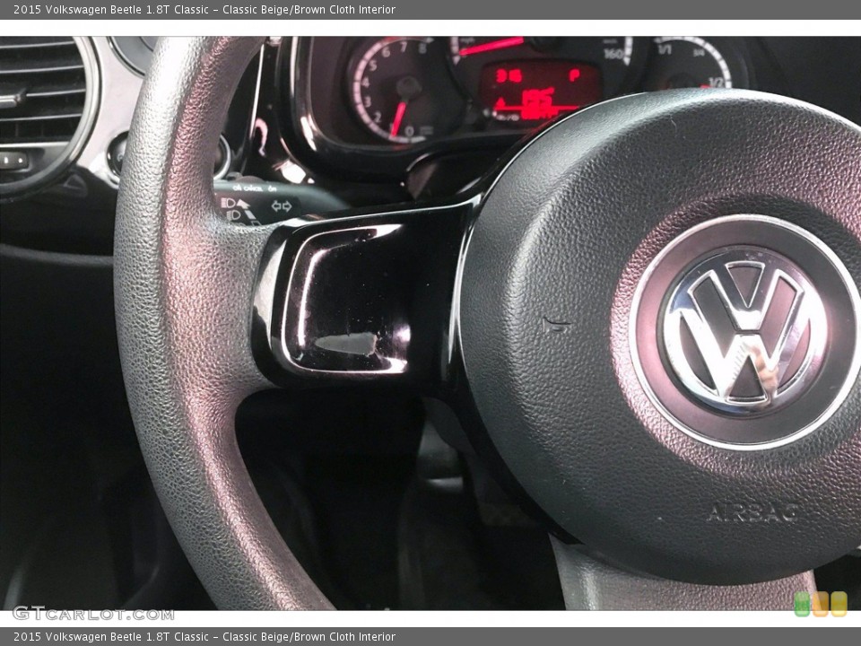 Classic Beige/Brown Cloth Interior Steering Wheel for the 2015 Volkswagen Beetle 1.8T Classic #139363416