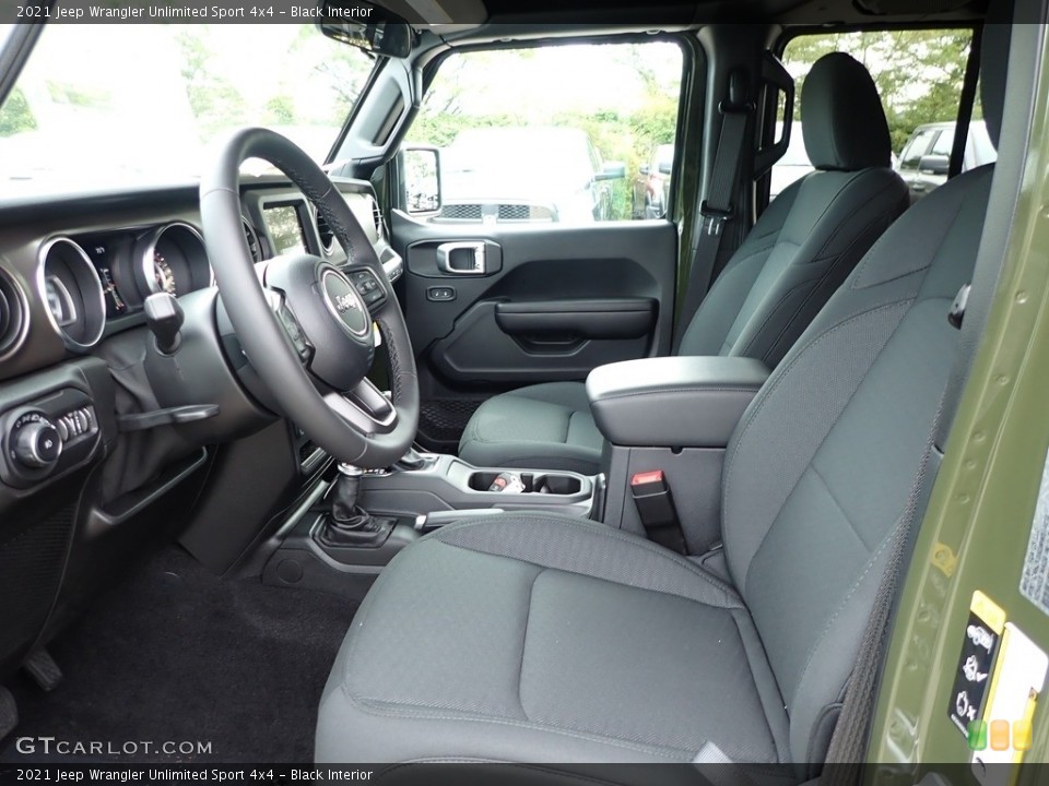 Black Interior Front Seat for the 2021 Jeep Wrangler Unlimited Sport 4x4 #139395396