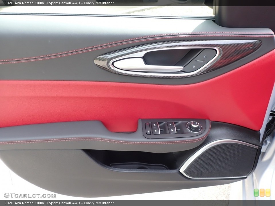 Black/Red Interior Door Panel for the 2020 Alfa Romeo Giulia TI Sport Carbon AWD #139399881