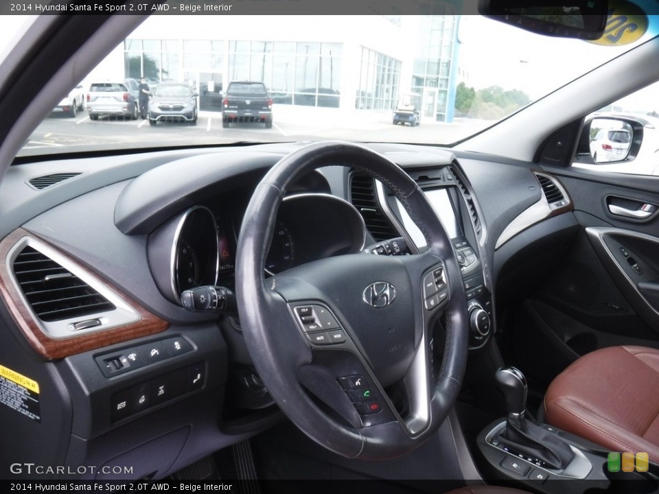 Beige Interior Dashboard for the 2014 Hyundai Santa Fe Sport 2.0T AWD #139418147