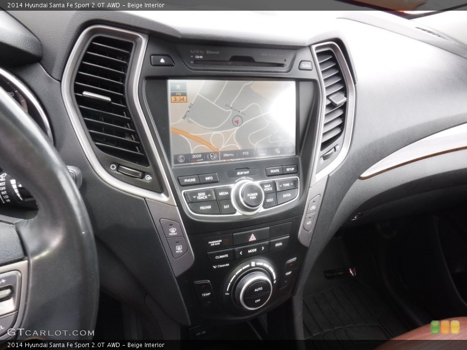 Beige Interior Controls for the 2014 Hyundai Santa Fe Sport 2.0T AWD #139418324