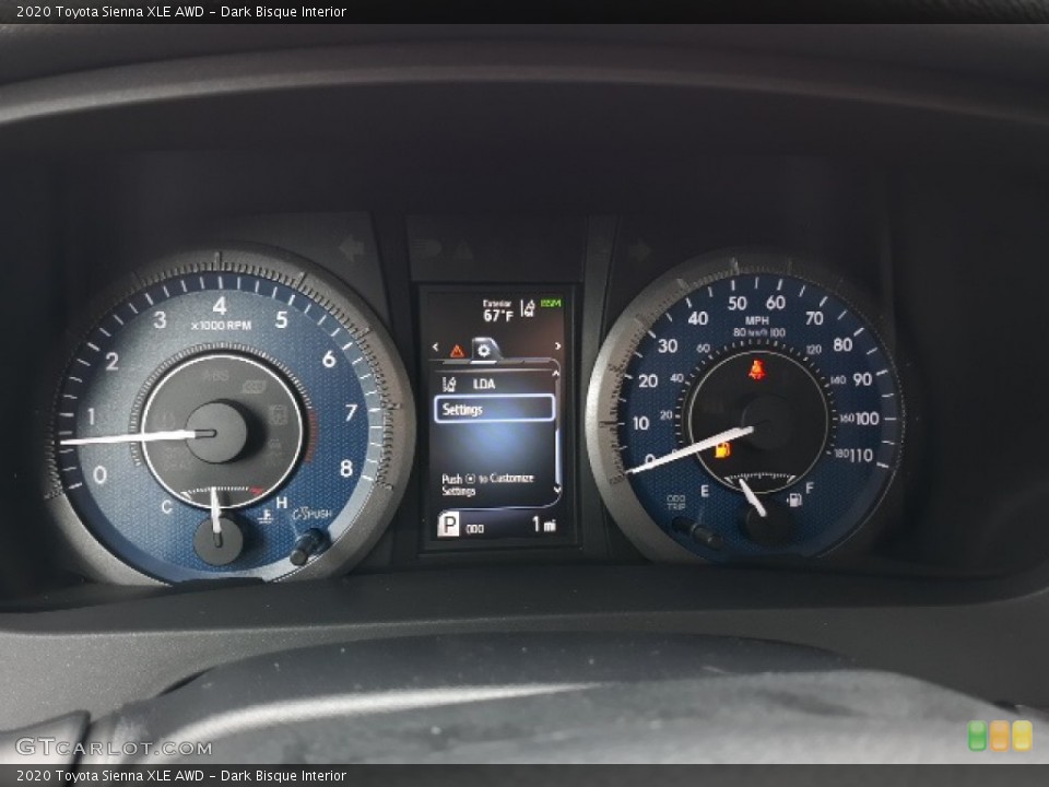 Dark Bisque Interior Gauges for the 2020 Toyota Sienna XLE AWD #139444536
