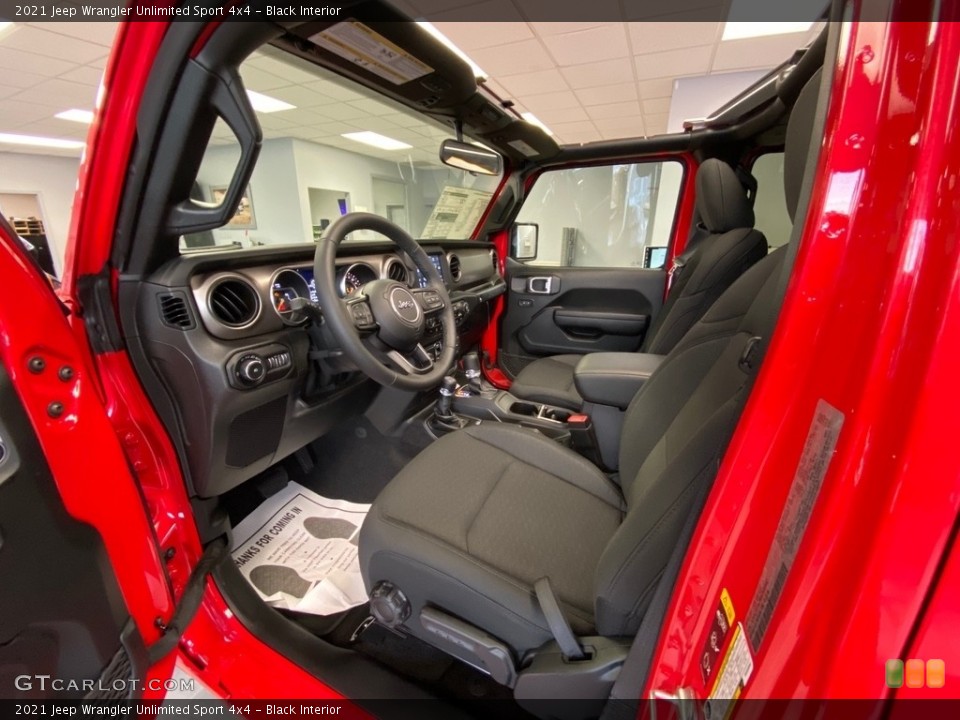 Black Interior Front Seat for the 2021 Jeep Wrangler Unlimited Sport 4x4 #139475536