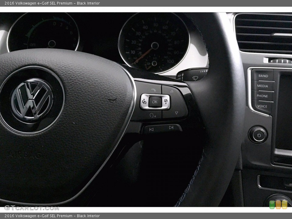 Black Interior Steering Wheel for the 2016 Volkswagen e-Golf SEL Premium #139501234