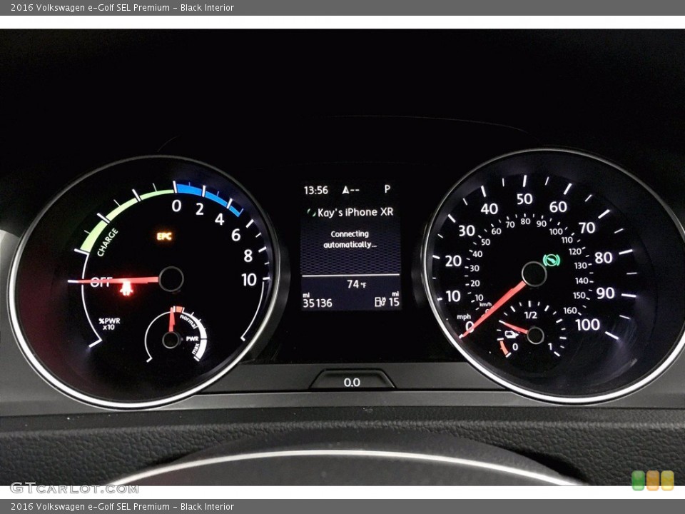 Black Interior Gauges for the 2016 Volkswagen e-Golf SEL Premium #139501261