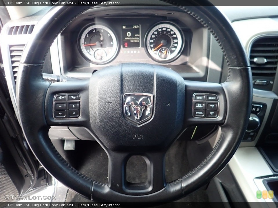 Black/Diesel Gray Interior Steering Wheel for the 2015 Ram 1500 Big Horn Crew Cab 4x4 #139539981