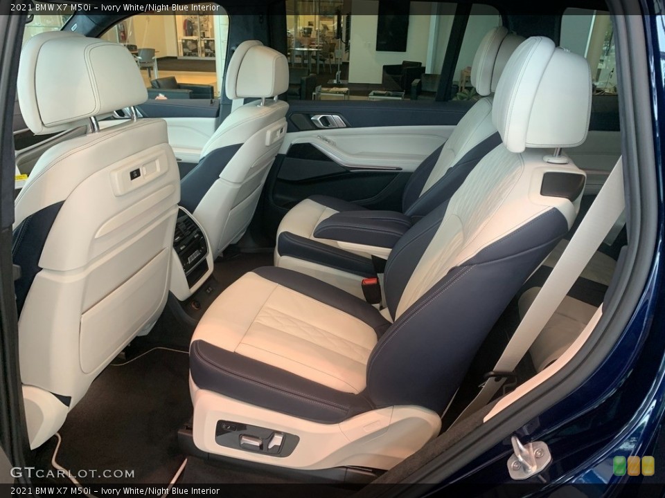 Ivory White/Night Blue Interior Rear Seat for the 2021 BMW X7 M50i #139540443