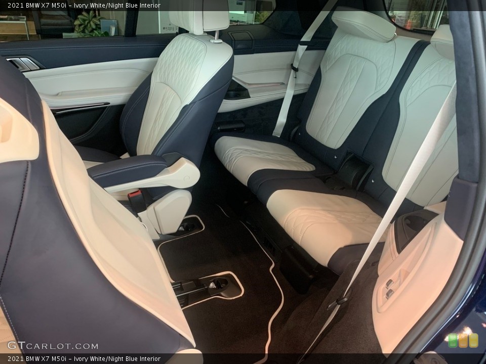 Ivory White/Night Blue Interior Rear Seat for the 2021 BMW X7 M50i #139540464
