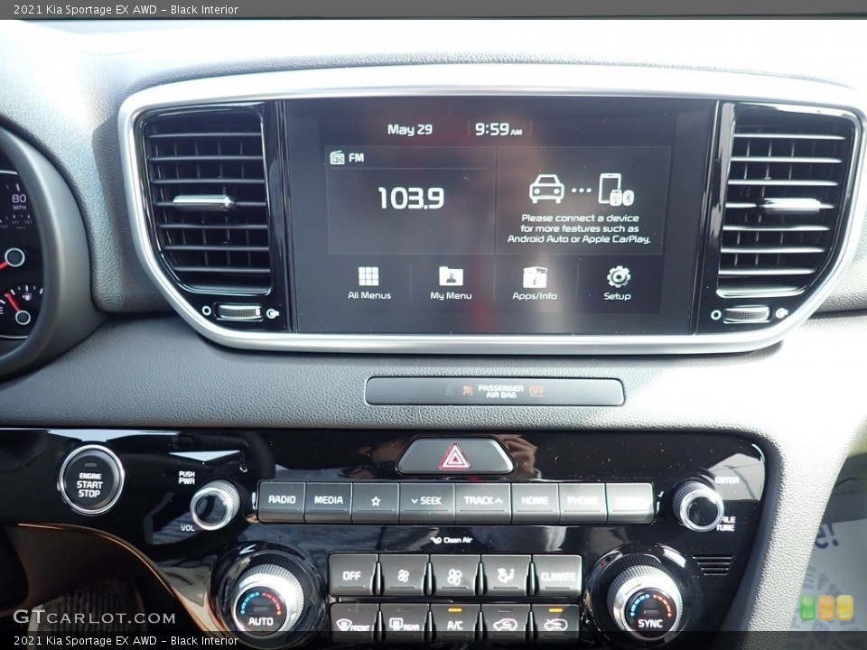 Black Interior Controls for the 2021 Kia Sportage EX AWD #139541898