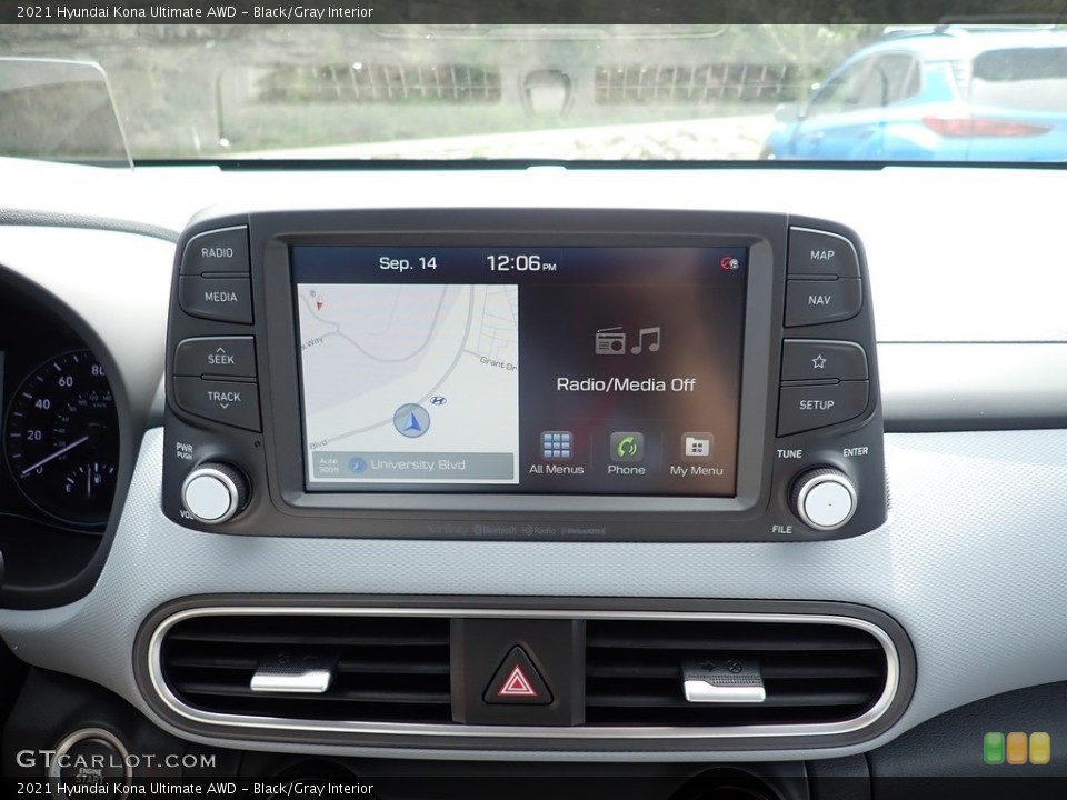 Black/Gray Interior Navigation for the 2021 Hyundai Kona Ultimate AWD #139544574