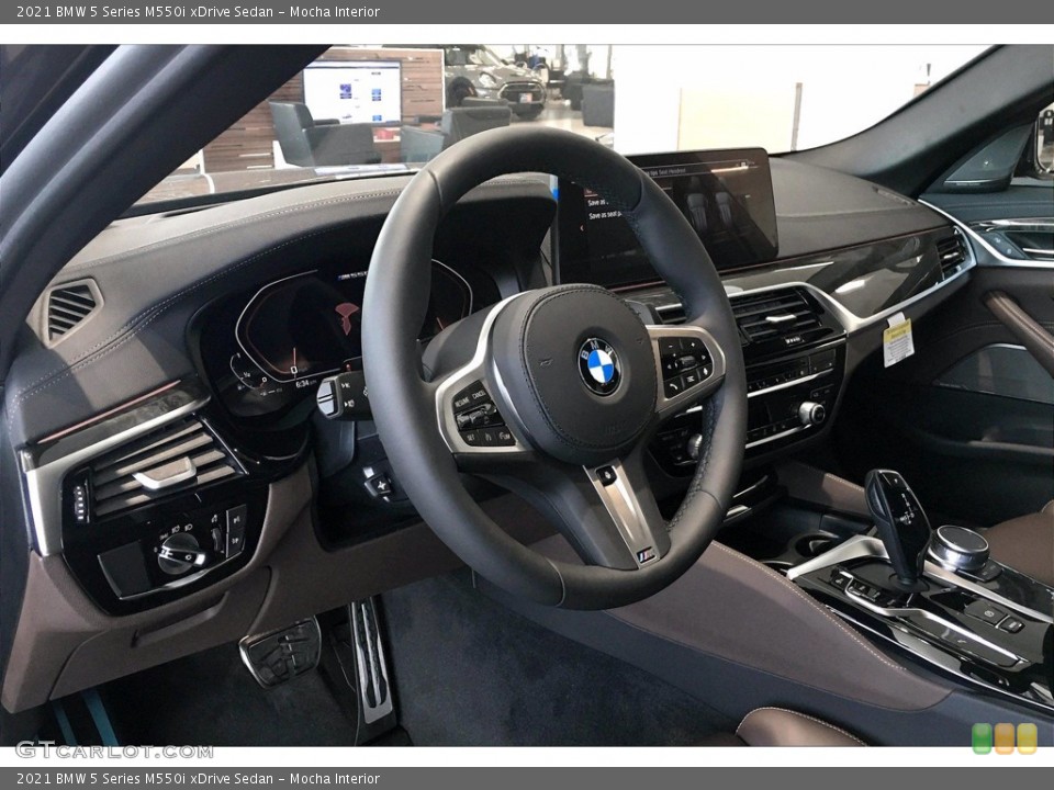 Mocha Interior Steering Wheel for the 2021 BMW 5 Series M550i xDrive Sedan #139564088
