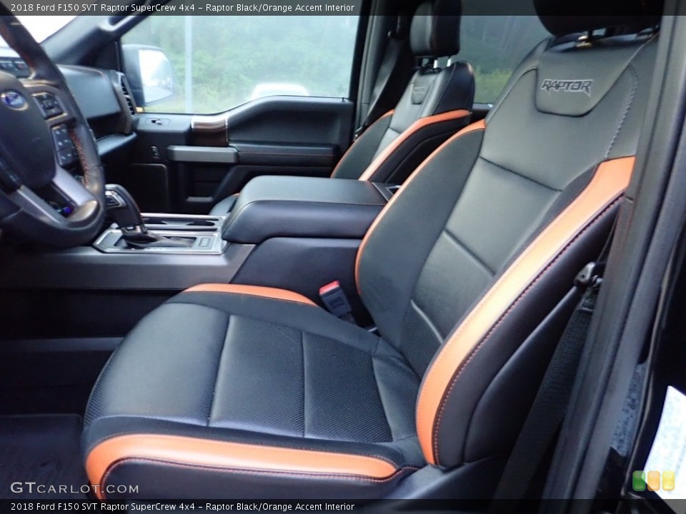 Raptor Black/Orange Accent Interior Front Seat for the 2018 Ford F150 SVT Raptor SuperCrew 4x4 #139578861