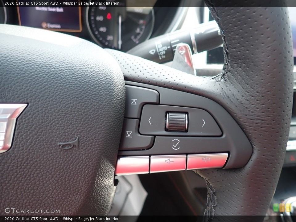 Whisper Beige/Jet Black Interior Steering Wheel for the 2020 Cadillac CT5 Sport AWD #139594397